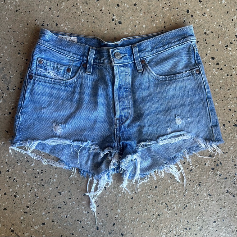 Levi's Light Blue Distressed Jean Shorts